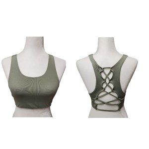 Victoria's Secret PINK Ultimate Unlined Strappy Back Sports Bra Green Sz Small